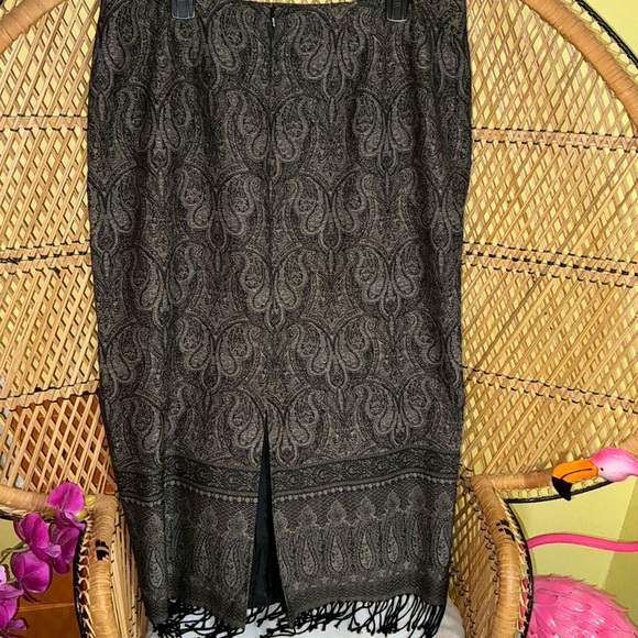Vintage Talbots Paisley Boho Wool Midi Skirt Size 18 - Picture 12 of 12